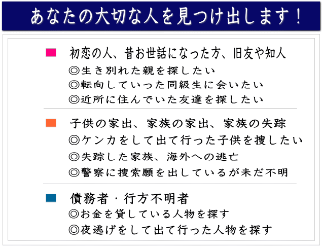 あなたの大切な人を見つけ出します